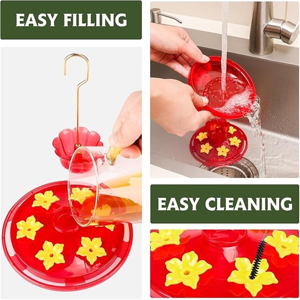 Afneembare Draagbare Vogelvoederbak met Gele Bloemenhanger – Ophangbare Buitenvoederbak voor Kolibries & Tuindecoratie