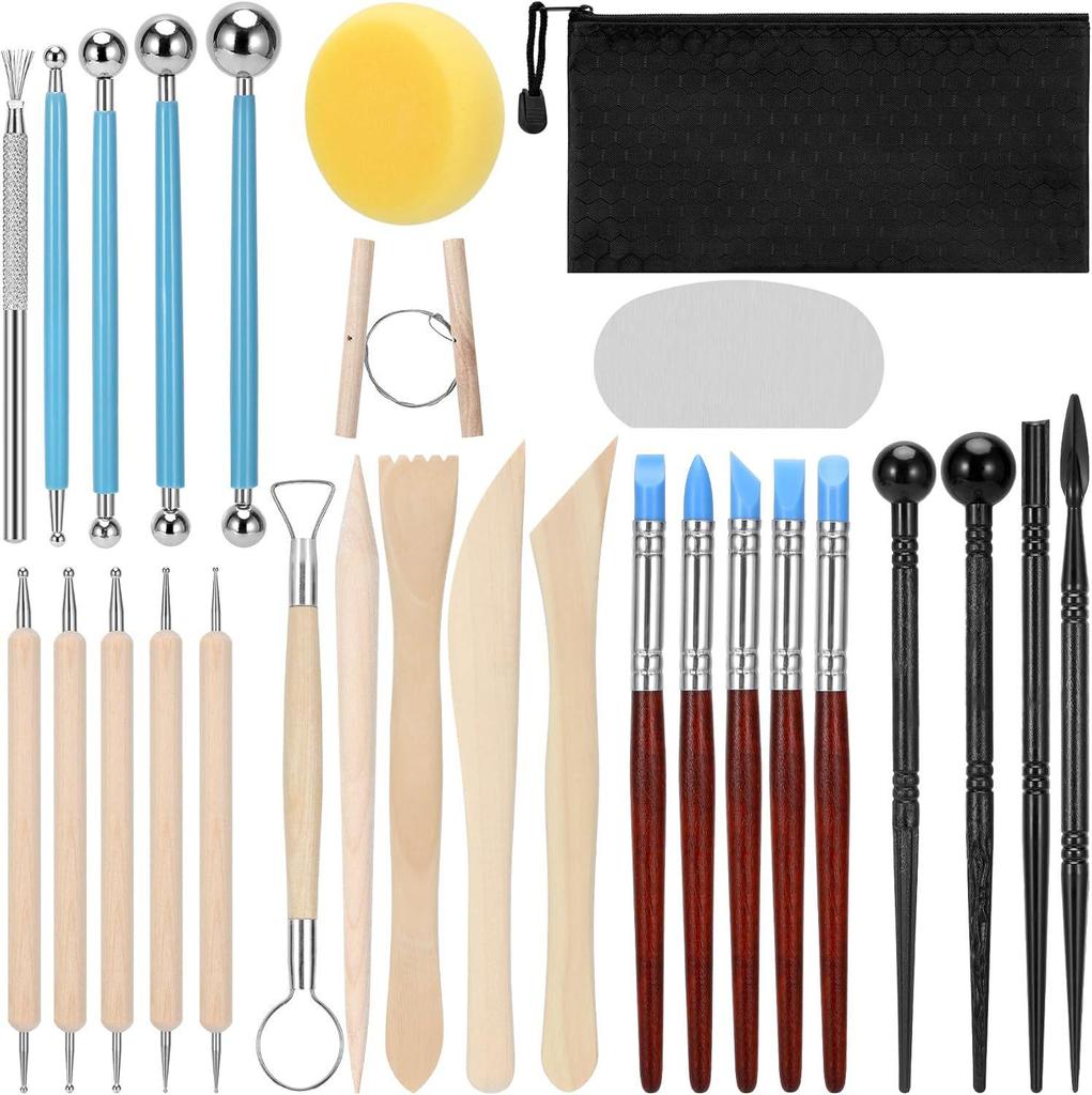 61-Piece Polymer Clay Tool Set for DIY Pottery, Carving & Embossing