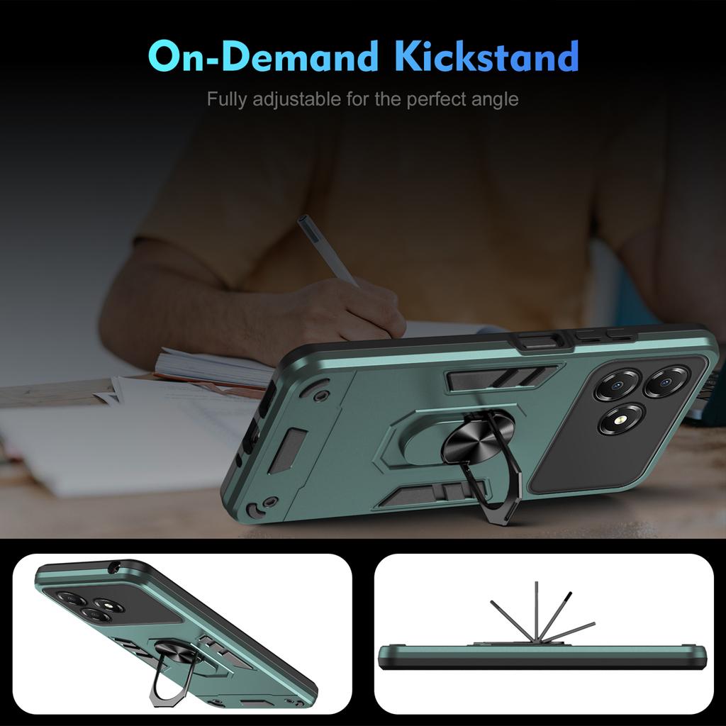 For ZTE Blade A36 Case PC+TPU Drop Defend Phone Cover with Ring Kickstand