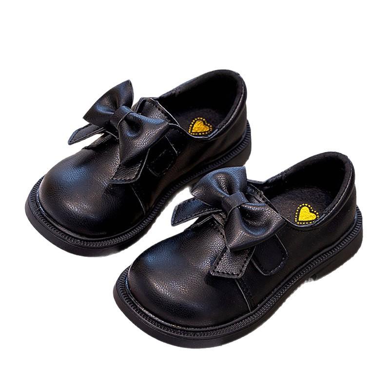 Girls Leather Shoes Spring Bow Performance Shoes Soft Sole Fashion Loafers Mary Jane Shoes for Kids