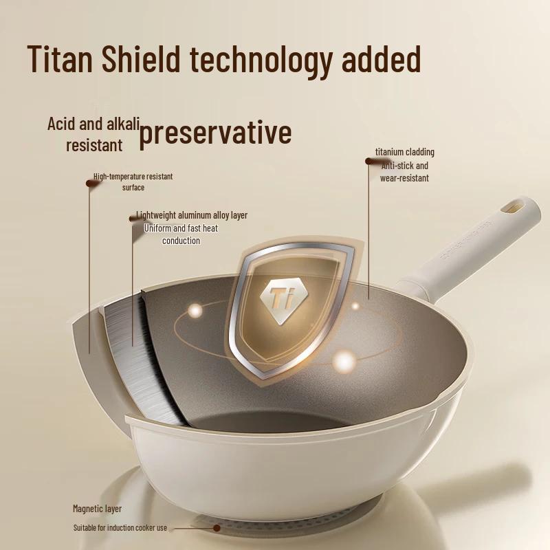 CUIDAHUANG 26cm Titanium Alloy Non-Stick Wok
