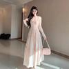 French Romantic Lace Splicing Pink Suspender Dress Women's Summer New Sweet and Gentle Temperament Long Dress
