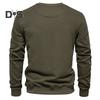 Fall Winter Men Top Loose O Neck Long Sleeves Pure Color Warm Pullover Mid Length Casual Daily Wear Sport Sweatshirt