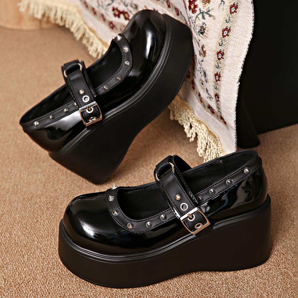 Fashion Women Mary Jane Shoes Round Toe Thick Heel Sweet Women Lolita Shoes Large Size Buckle Platform Sneakers Women Zapatos De Mujer