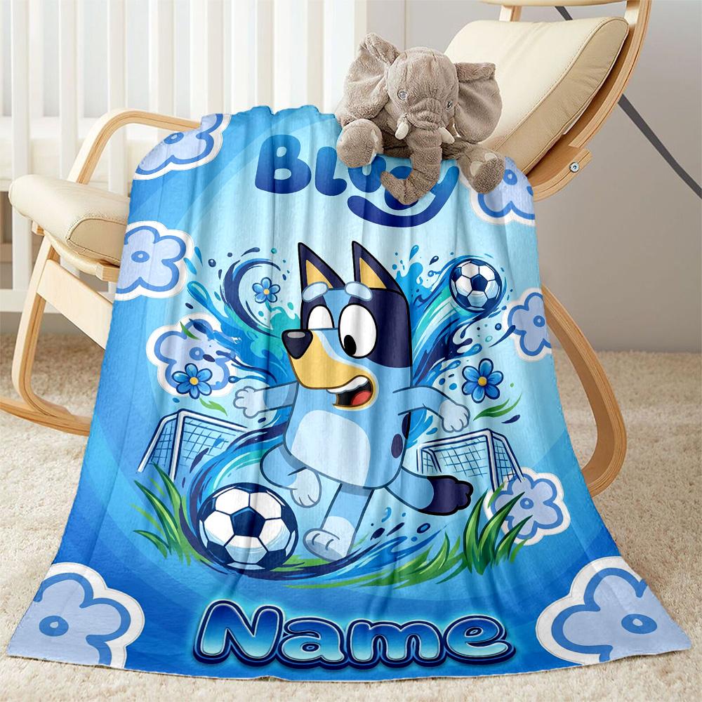 Bluey Soccer Adventure Personalized Name Blanket Throw Personalized Blanket Comfortable for Office Chair Picnics Chair Office for All Occasions