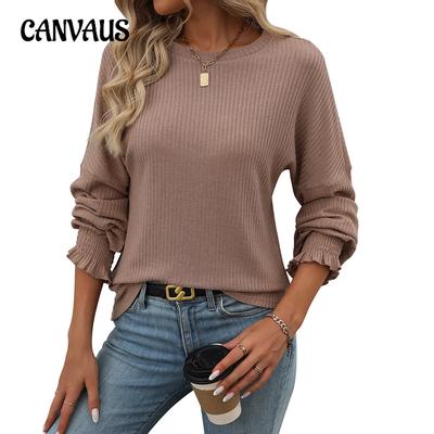Women's Autumn Loose Casual Pit Stripe Long Sleeve Top