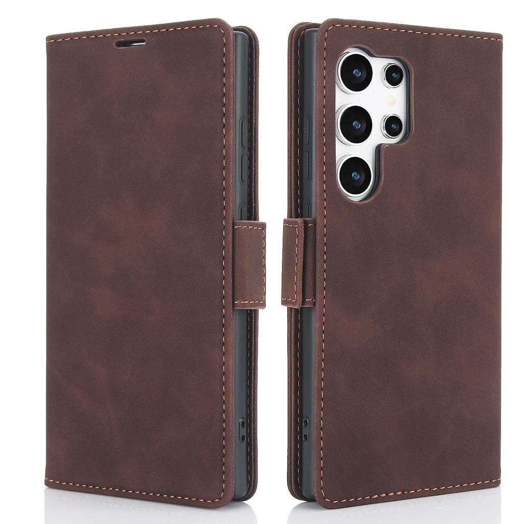 Kožené výklopné pouzdro na telefon pro Samsung Galaxy S22 S23 S24 FE S25 Edge S26 Ultra Plus A15 A25 A35 A55 s držákem na karty Peněženka