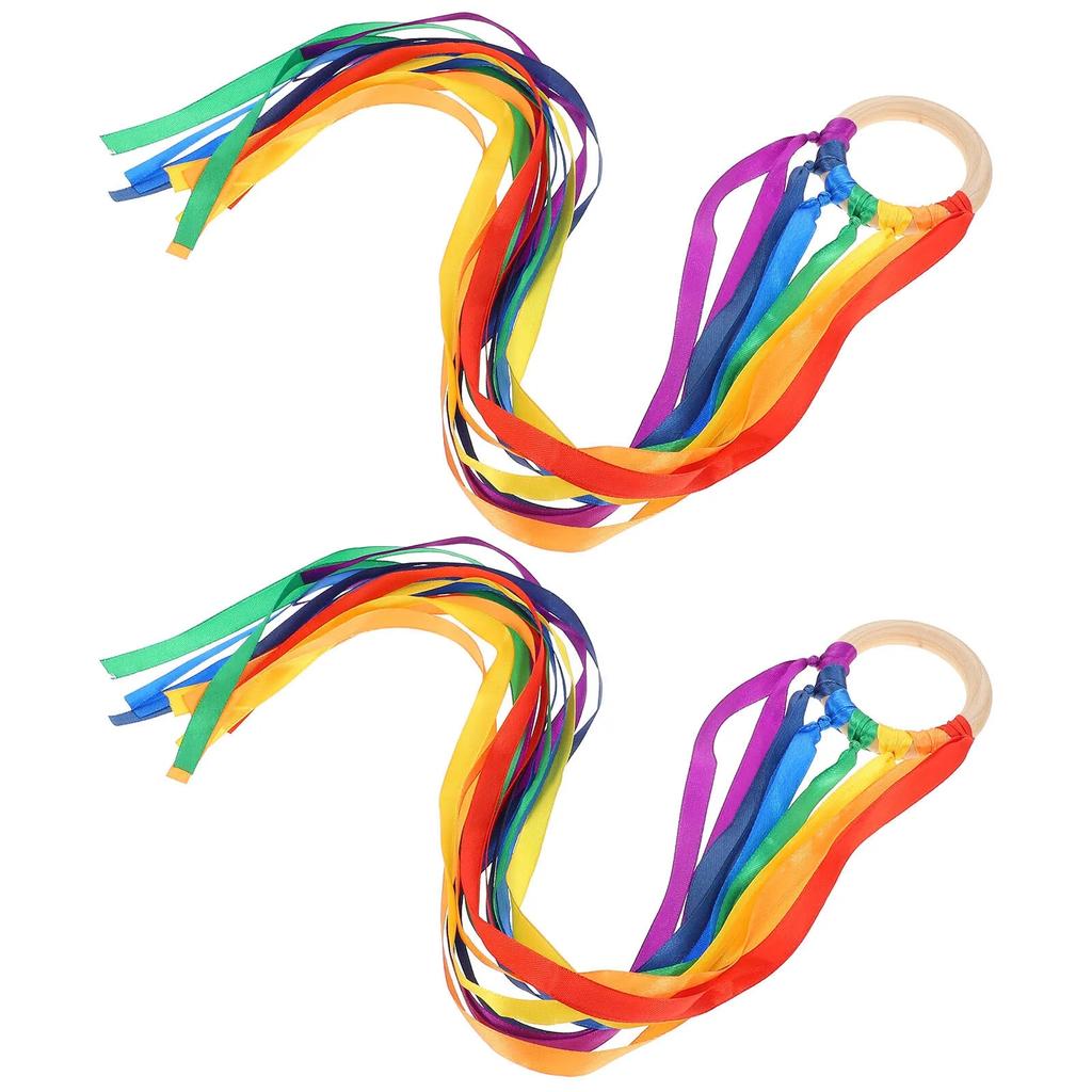 Regenbogen Handdrachen Kreatives Tanzband Streamer Mit Holzring Handgelenk Taktiles Spielzeug Set Kinder Geburtstagsparty Mitgebsel Geschenke
