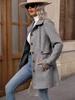 2026 Spring/Fall Mid-Length Elegant Woolen Coat with Lapel Button and Slim Fit Design