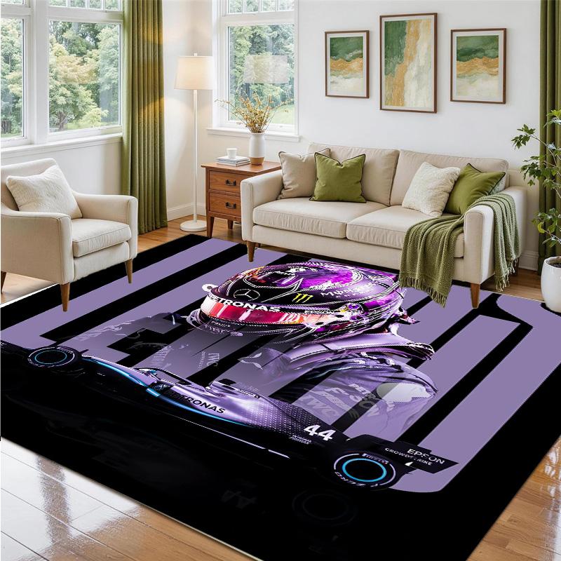 Lewis Hamilton Design Crystal Velvet Rug Soft Decorative Mat for Bedroom Entrance