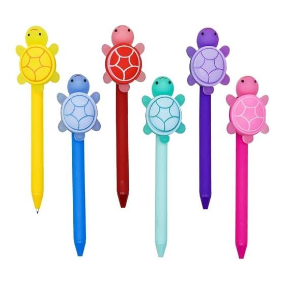 Maydahui Cute Sea Turtle Oil-Based Ballpoint Pens, Set of 6, 1.0mm Black Ink, Click Action, Adorable Turtle Design, Smooth Writing, Lightweight
