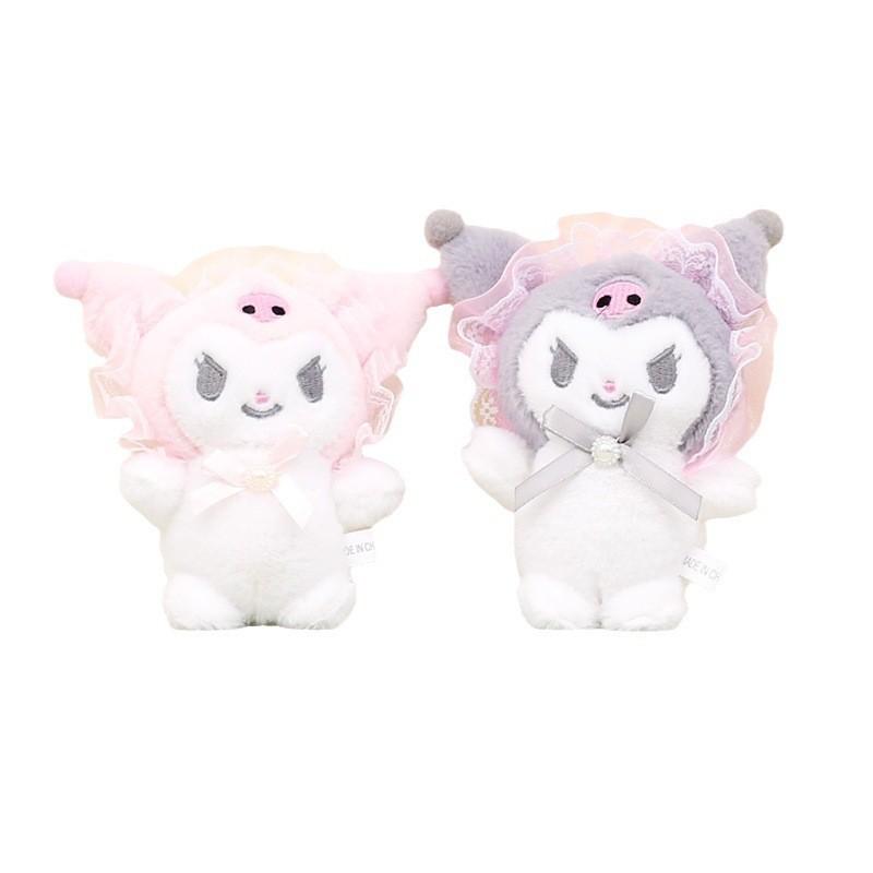 Cute Sanrio Kuromi Plush Toy Keychain Adorable Short Plush Stuffed Doll 12cm
