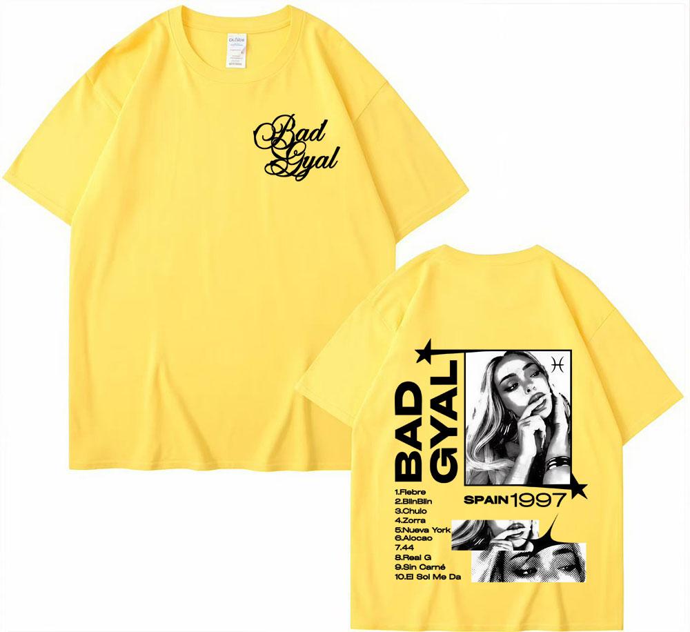 Singer Bad Gyal Album Tour 2025 Graphic T Shirts Unisex Women Vintage Hip Hop Classic Pop Music Tshirt High Quality Loose T Shirt