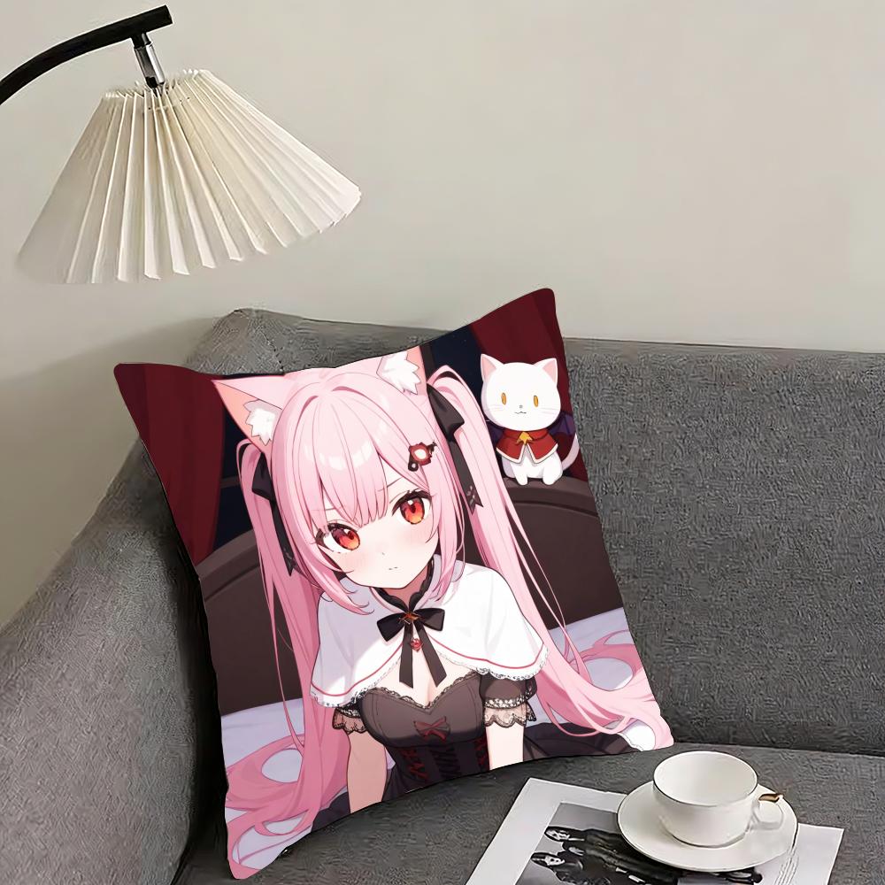Chocola Nekopara Anime Cushion Cover Reversible Plush Pillow Cover – For car, sofa, bedroom, perfect as a gift.