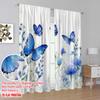2 szt., druk płaski 2D Kreatywne zasłony Błękitny motyl Błogość Wszechstronny Trwały Poliester (bez pręta) Idealny na wszystkie pory roku