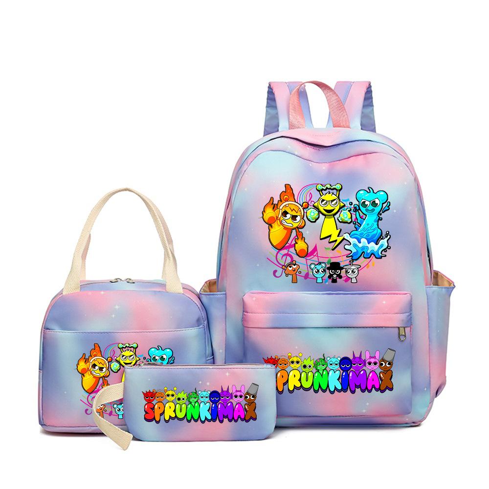 3D New Game Rhythm Box Sprunki School Bag Backpack Elementary and Secondary School Backpack Crossbody Bag Pencil Bag