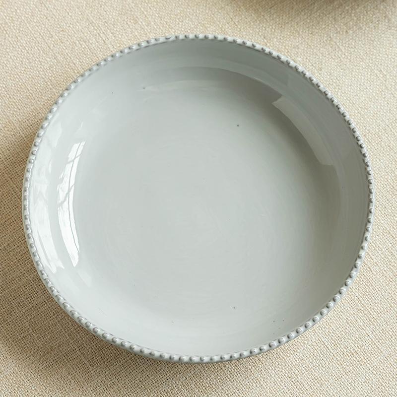Nordischer Stil Perlenrand Hochwertiger Teller Keramikteller Western Food Teller Dreidimensionales Relief Heim Hotel Teller