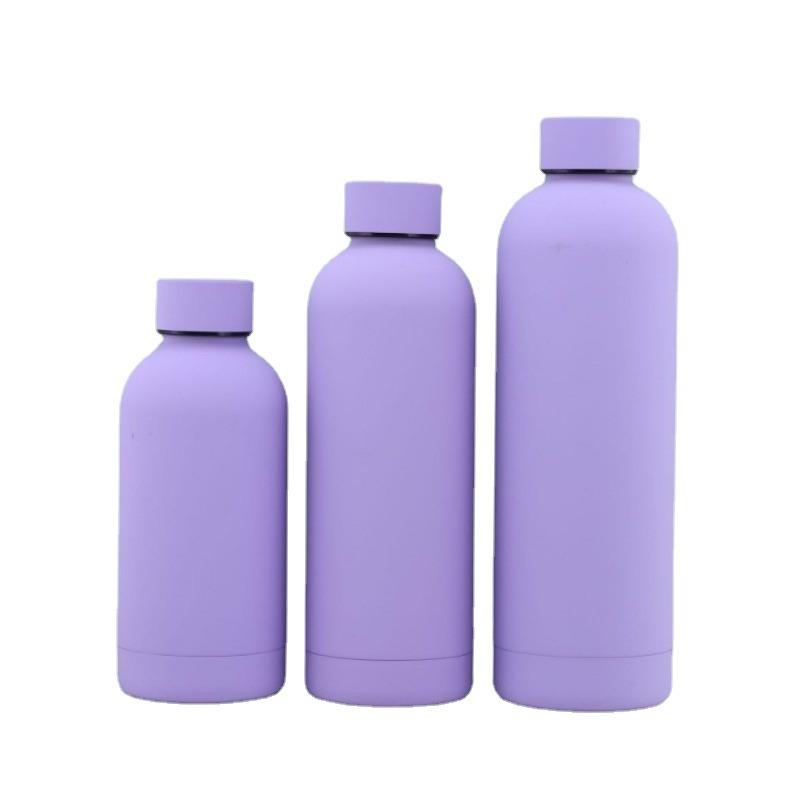 350ML/500ML/750ML Small Mouth Termoska Nerezová láhev Gumová barva Venkovní sportovní konvice Dvojitá stěna šálek na vodu