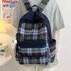 Plaid Backpack Women's Retro Junior High School Student Large-capacity Schoolbag Schoolbag College Student Girl Cute Casual Backpack