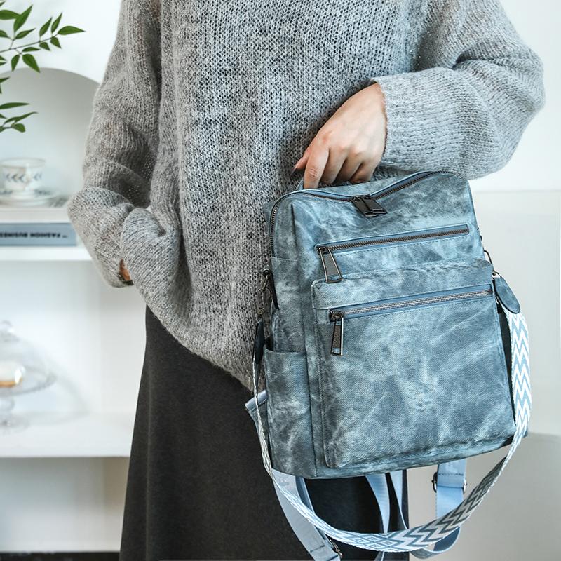 Vintage Soft Leather Backpack Women's Large Capacity Multi-use Shoulder Bag