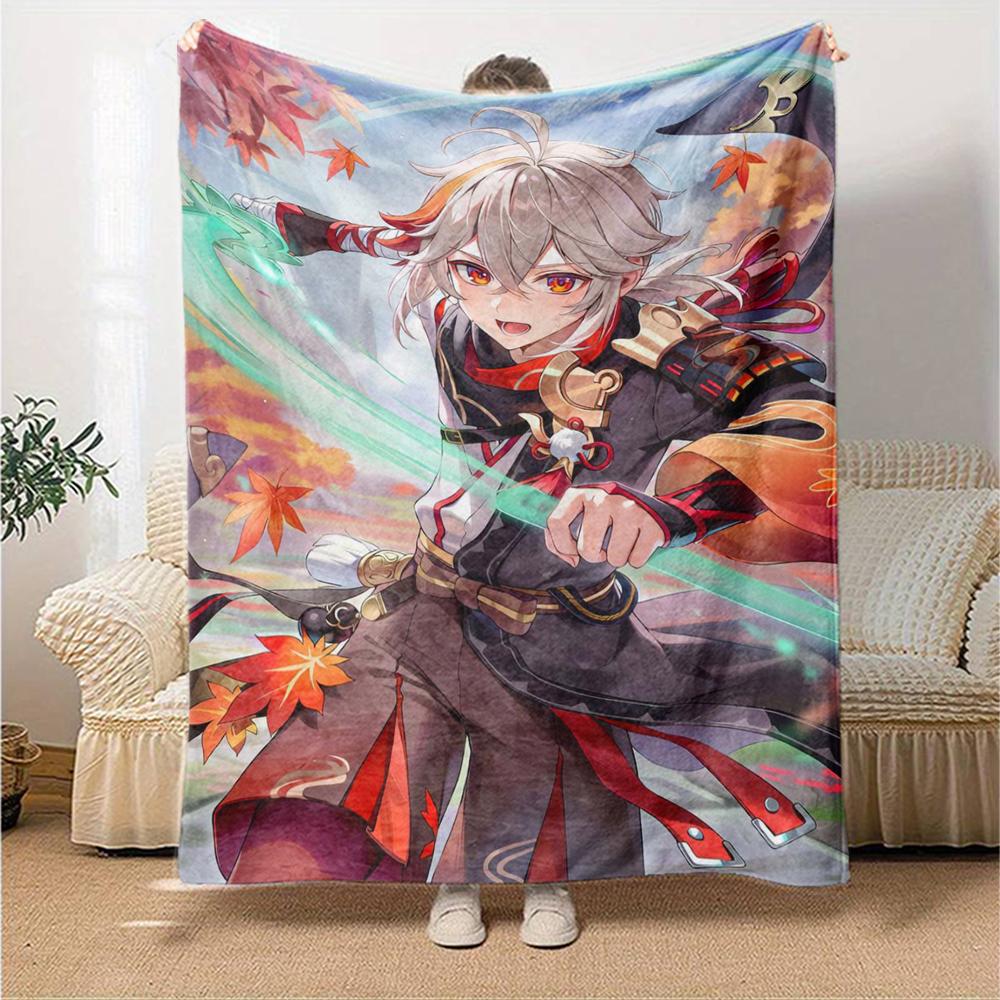 1Pc Genshin Impact Anime Character Blanket Soft Comfortable Polyester Blanket All Season Use Suitable Bedroom Office Outdoor Christmas Gift Choice Pri
