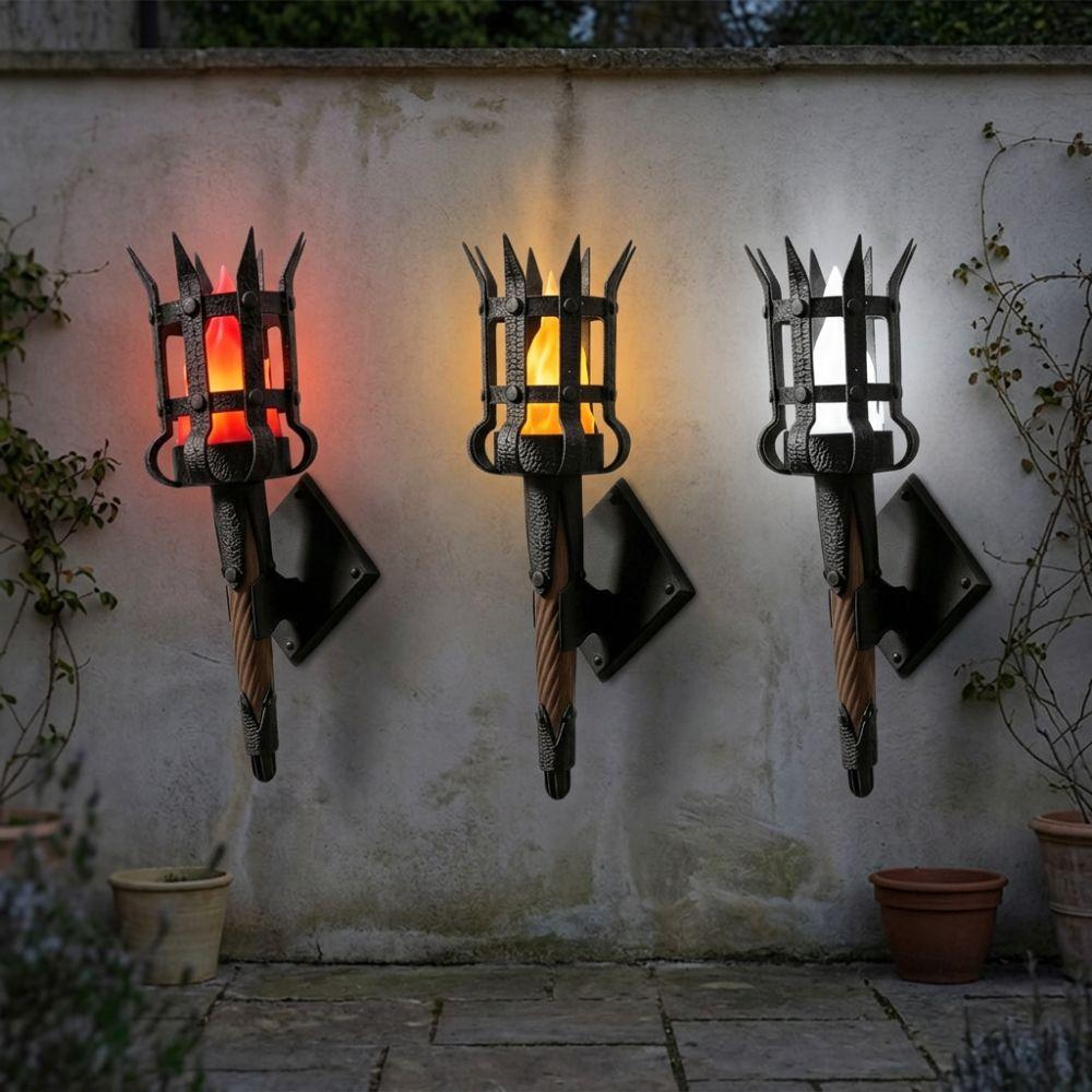 Led Lighting Medieval Torch Wall Lamp Dual Torch Torch Shape Hanging Light  Haunted House