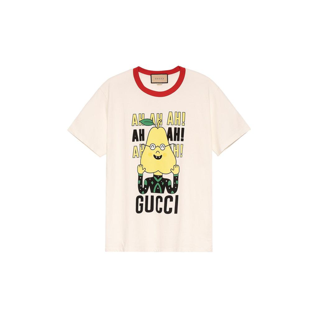 Gucci T Shirts Unisex Beige Crew Neck Moderate Straight Fit 703439XJEIY9095