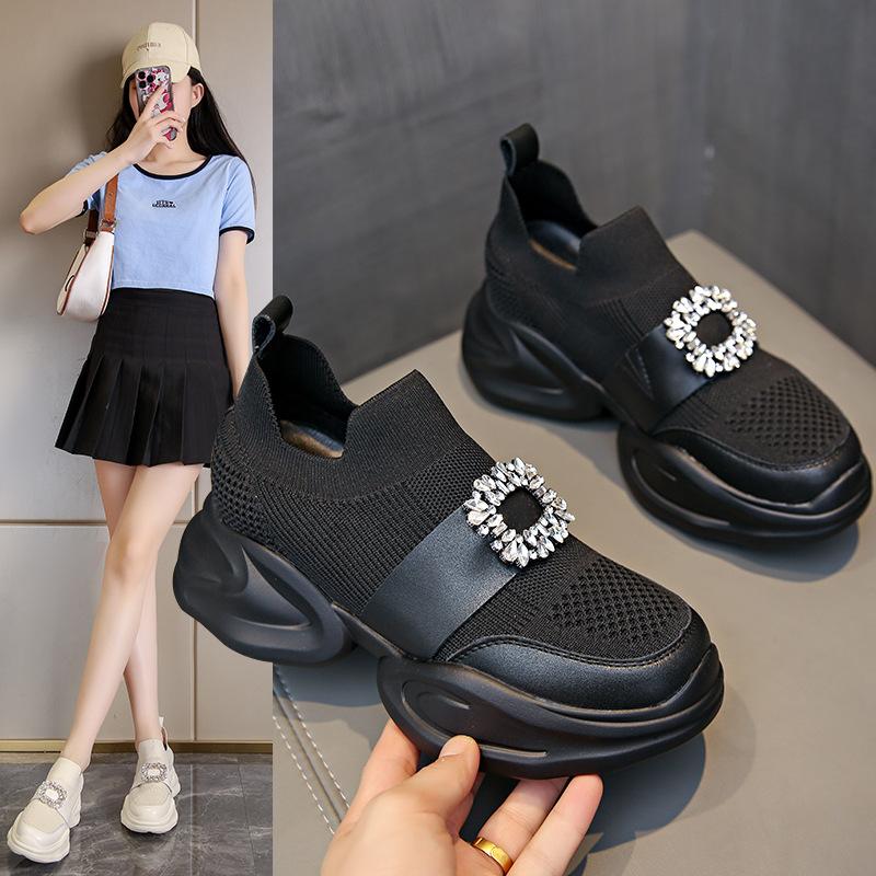 Little white shoes platform women's inner height increase dad shoes women's 2025 muffin casual sports women's shoes spring and autumn shoes beige