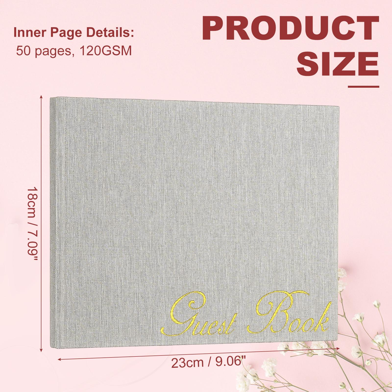 

Elegant Fabric Cover Guestbook 23x18cm Wedding Guest Book Stylish Sign in Book with 50 Blank 120GSM Paper for Reception Birthday світло-сірий колір