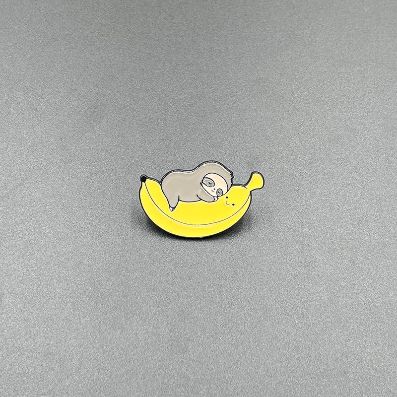 Cute Cartoon Sloth Banana Donut Brooch - Versatile Clothing Accessory