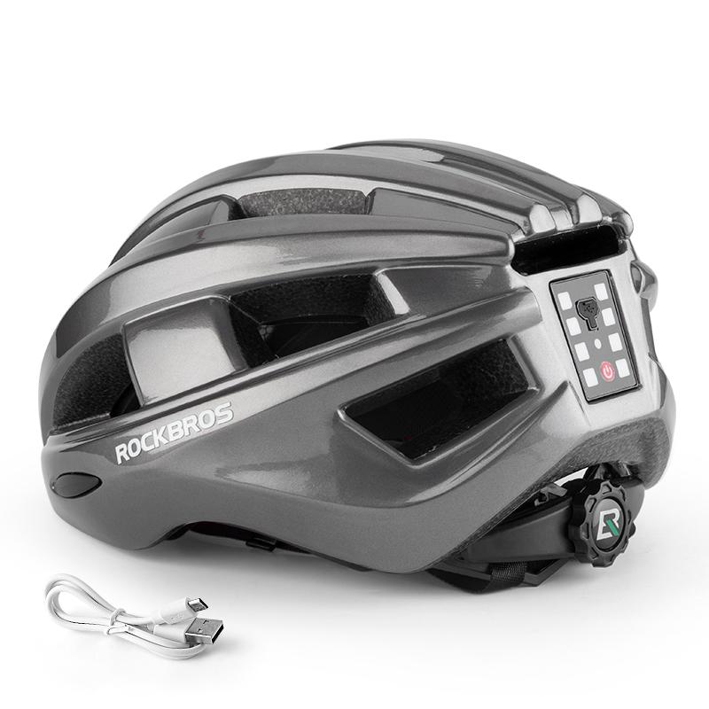 ROCKBROS Bicycle Light Helmet MTB Road Type-C Warning Rear Light Cycling Helmet EPS PC Intergrally-molded Safety Bike Helmet