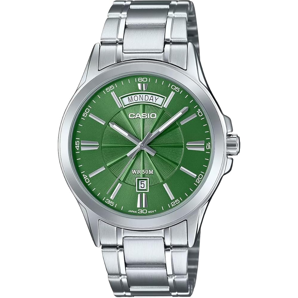 

[CASIO] Аналоговые кварцевые мужские часы CASIO MTP-1381D-3AV Металлический ремешок Серебристо-зеленый Международная модель [Par...