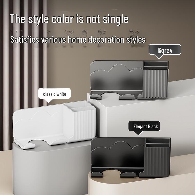 Punch-Free Wall-Mounted Bathroom Hair Dryer and Storage Rack