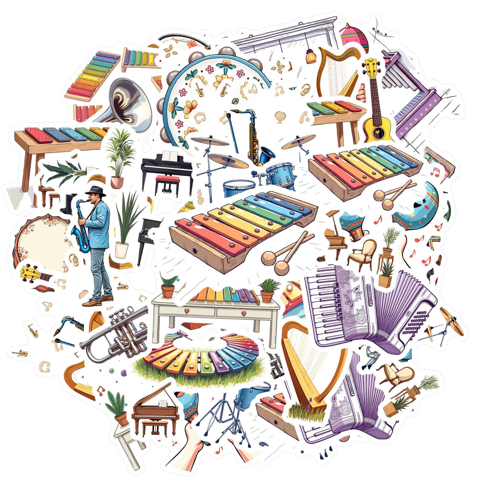 

35pcs-150pcs Cartoon Stickers Colorful DIY Stickers Instrument Stickers For Suitcase Fridge Phone Luggage Laptop Guitar Car