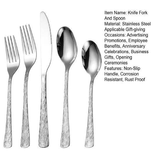 Messer Gabel Löffel Set Edelstahl Besteck Rutschfester Bequemer Griff Steakmesser Dessertlöffel Teegabel für Westliches Essen Spülmaschinenfest