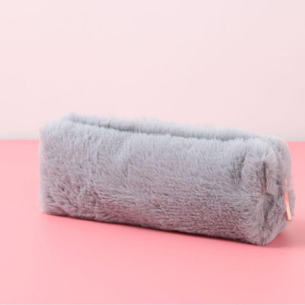 Estojo de Lápis de Pelúcia Fofo Wangdins Estilo Coração Girly Bolsa de Papelaria