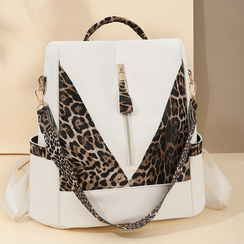 Rucksack mit Leopardenmuster und großem Fassungsvermögen für Damen, diebstahlsicherer Rucksack