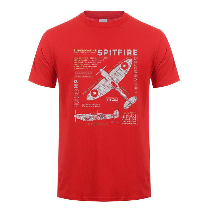 Novelty Spitfire T Shirt Fighter Plane WW2 War Pilot Aircraft Airplane Tshirts Unisex Cotton Tee Short Sleeve TShirt Gift DY303