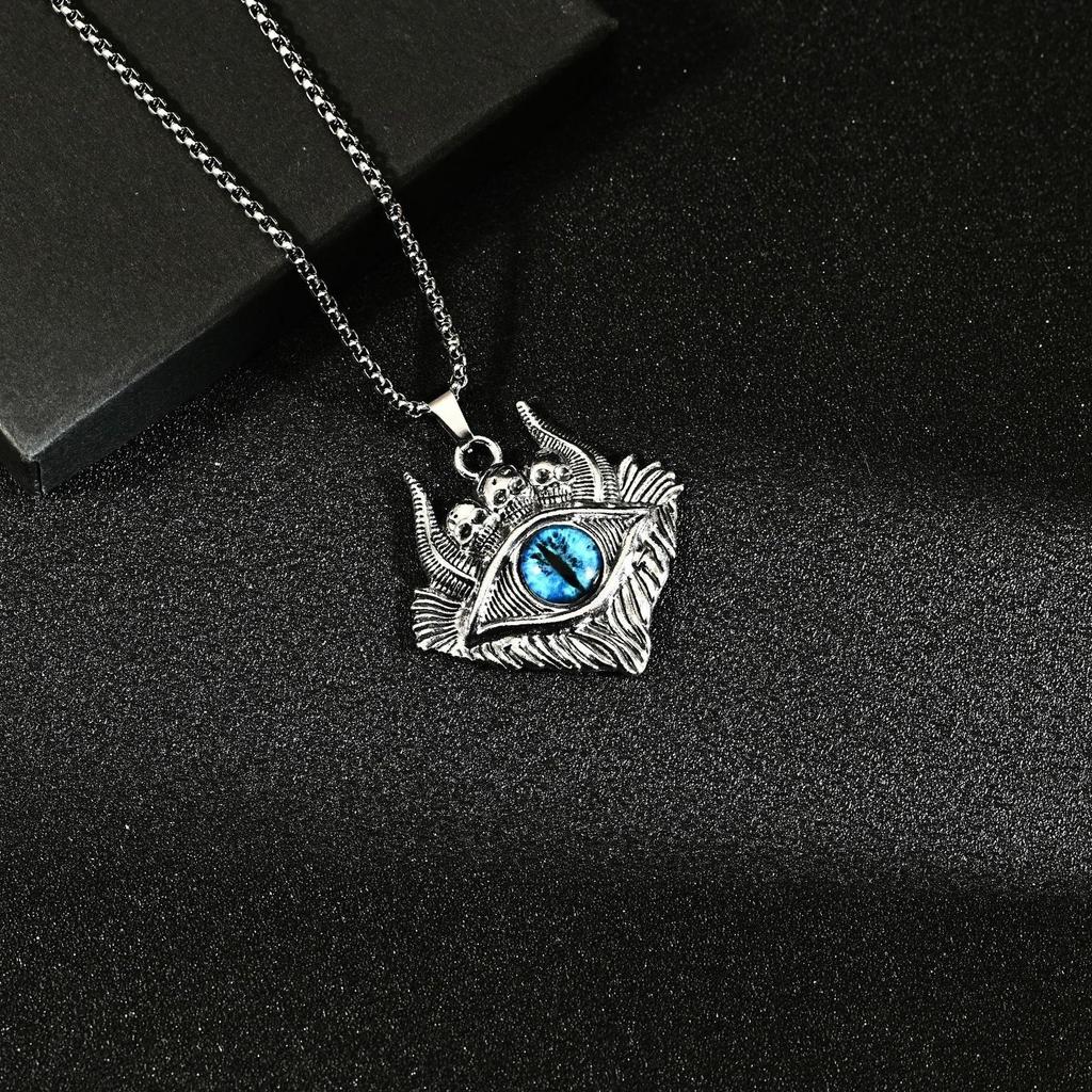 Unique Retro Punk Horn Eye Stainless Steel Necklace Pendant