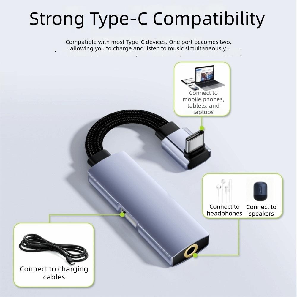 PD 60W Fast Charging Type-C To 3.5mm Adapter 2 in 1 Audio Adapter Headphone Adapter Headphone Use