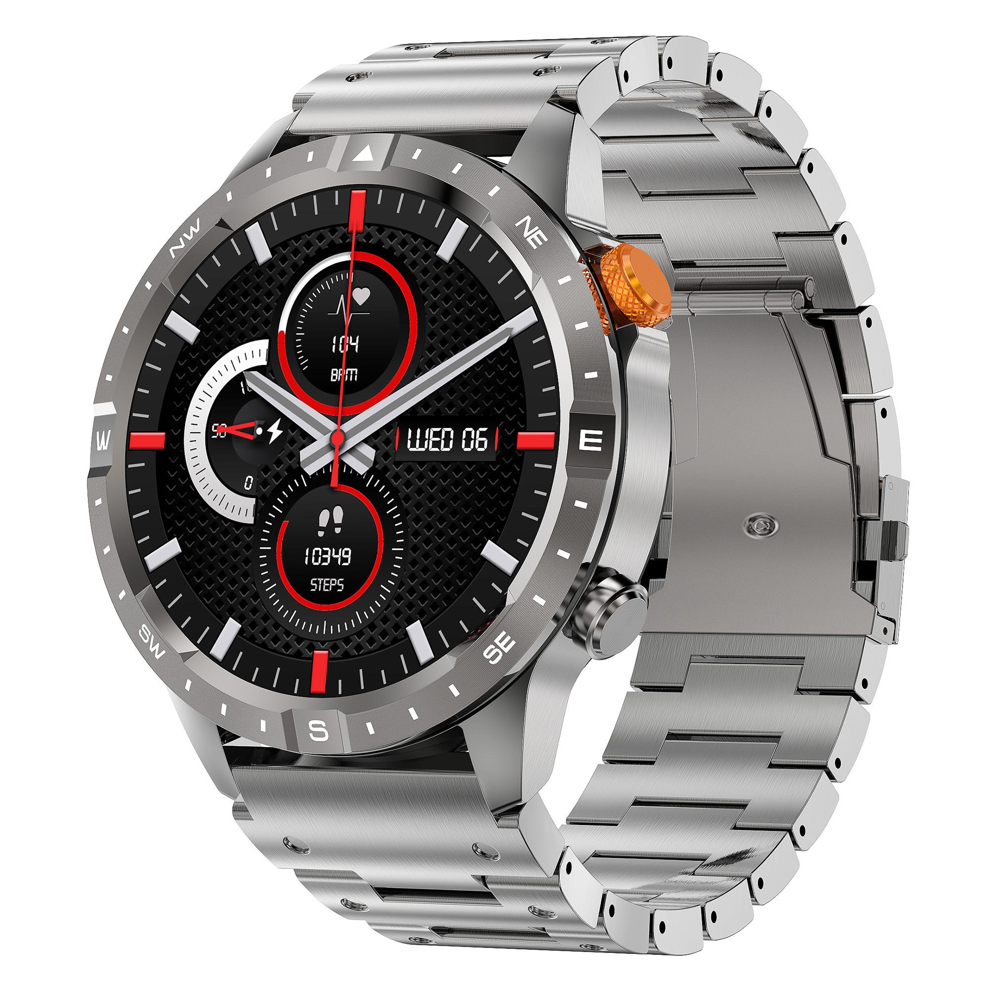 

AK57 Водонепроникний фітнес-браслет Монітор здоров я Сумісний з Bluetooth Дзвінок Розумний годинник, Сталевий ремінець Silver