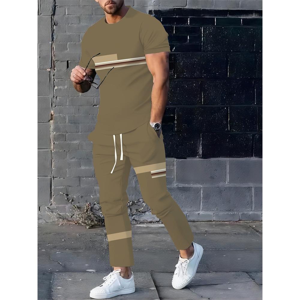 New Summer And Spring Fashion Men's Sportswear T-shirt Trousers Pants Suit Casual Short-sleeved Suit Jogging Fitness Clothing