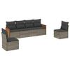 Vidaxl 6-Cz. Garden Furniture Set With Cushions, Grey, Poly Rattan