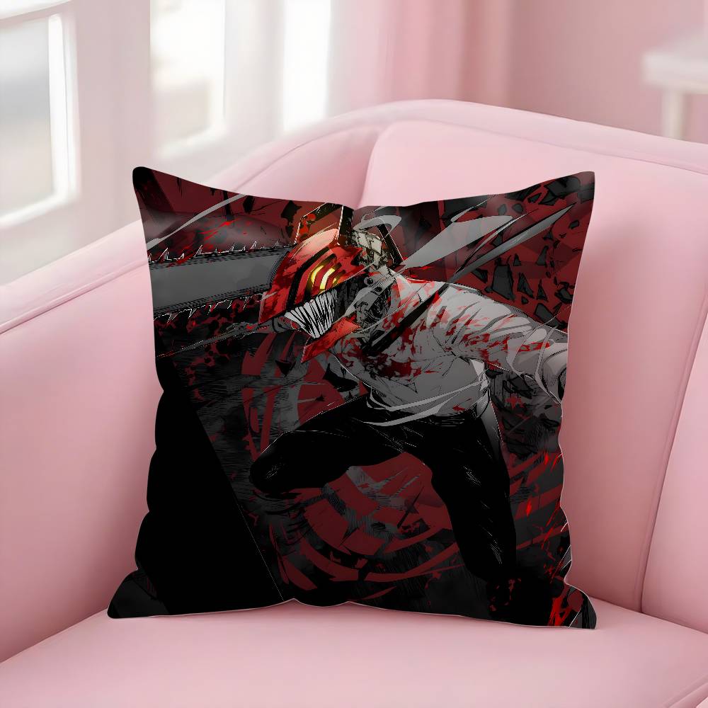 Popular Anime C-Chainsaw Mans Pillow Case Soft Plush Fabric Double Sided Print Decorative Home Living Room Gift Cushion Cover