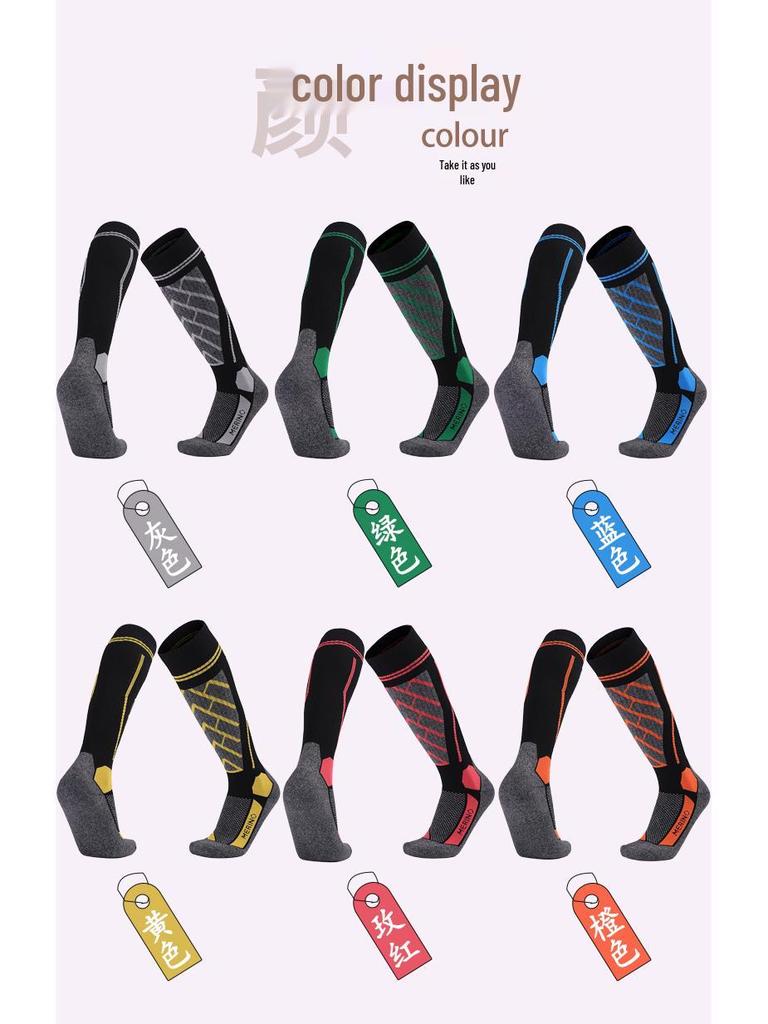 Merino Wool Knee-High Ski Socks: Thick, Warm, Non-Slip, Sweat-Absorbent for Men & Women.