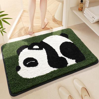 Cartoon Panda Bathroom Flocking Absorbent Floor Mat Cute Home Toilet Thickened Non-slip Mat Entrance Door Carpet