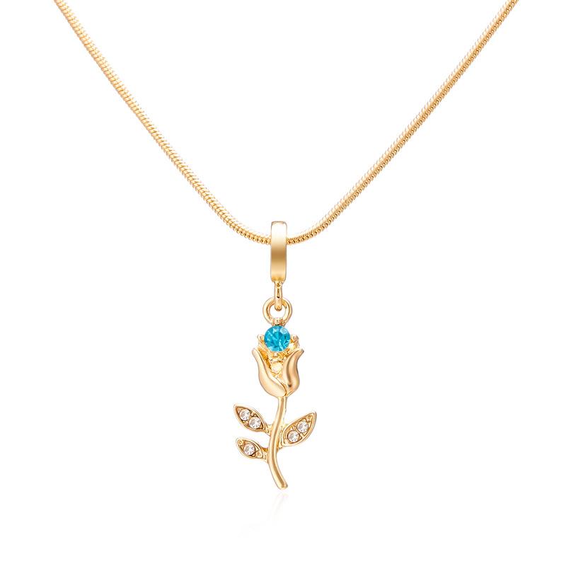 European and American high-end rose tulip necklace temperament women's flower necklace collarbone chain
