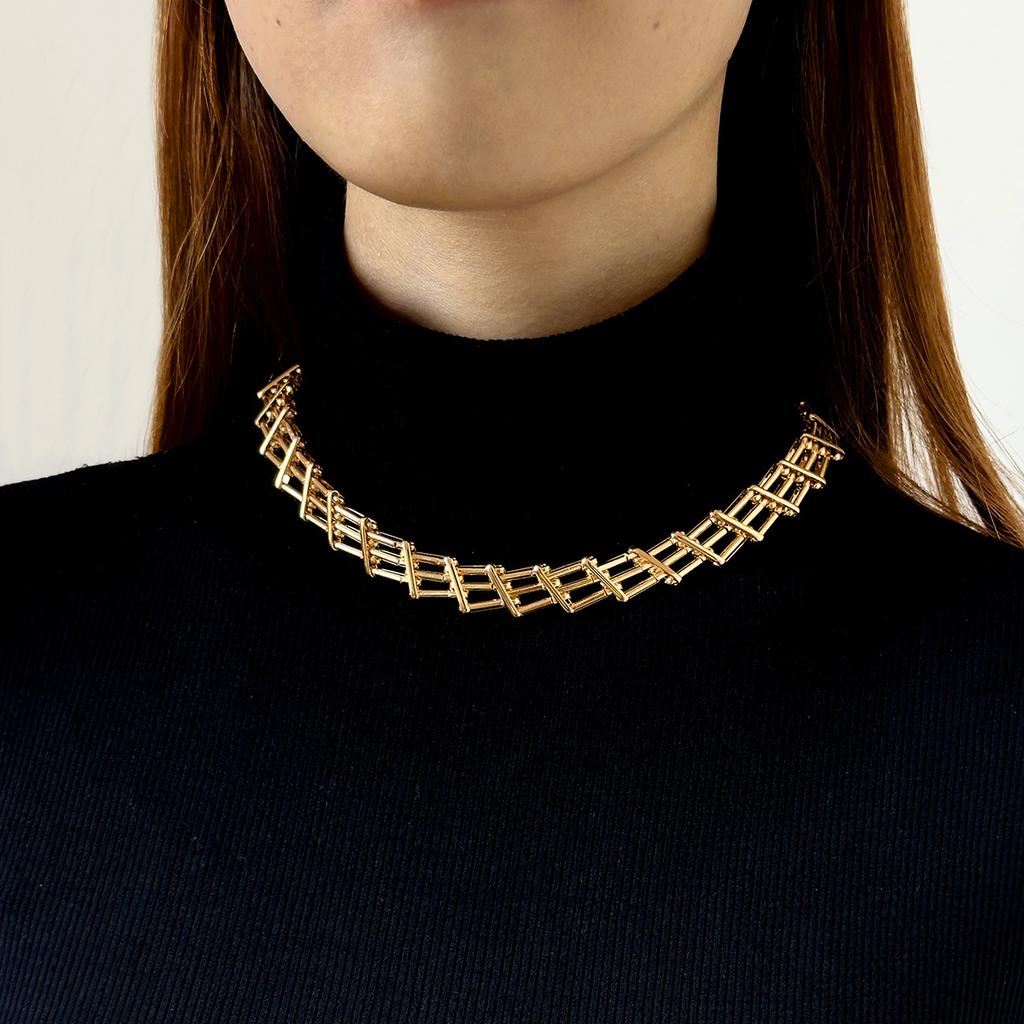 Hip Hop Exaggerated Heavy Metal Thick Chain Necklace Simple Hollow Mesh Alloy Collarbone Chain