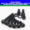 370pcs/12.9 Grade Black Hex Socket Head Cap Screws, Nuts, and Flat Washers Set; DIN912 Metric Bolt Fastener Set; M4 and M5 Bolts