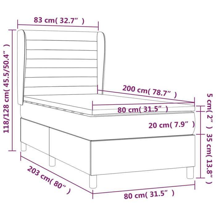 3128002 vidaXL Divan Bed with Mattress Cream 80x200 Cm Fabric